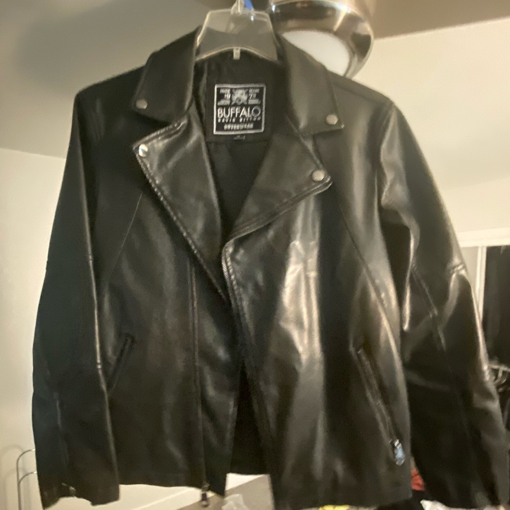 Faux leather Motorcycle asymmetrical zip.